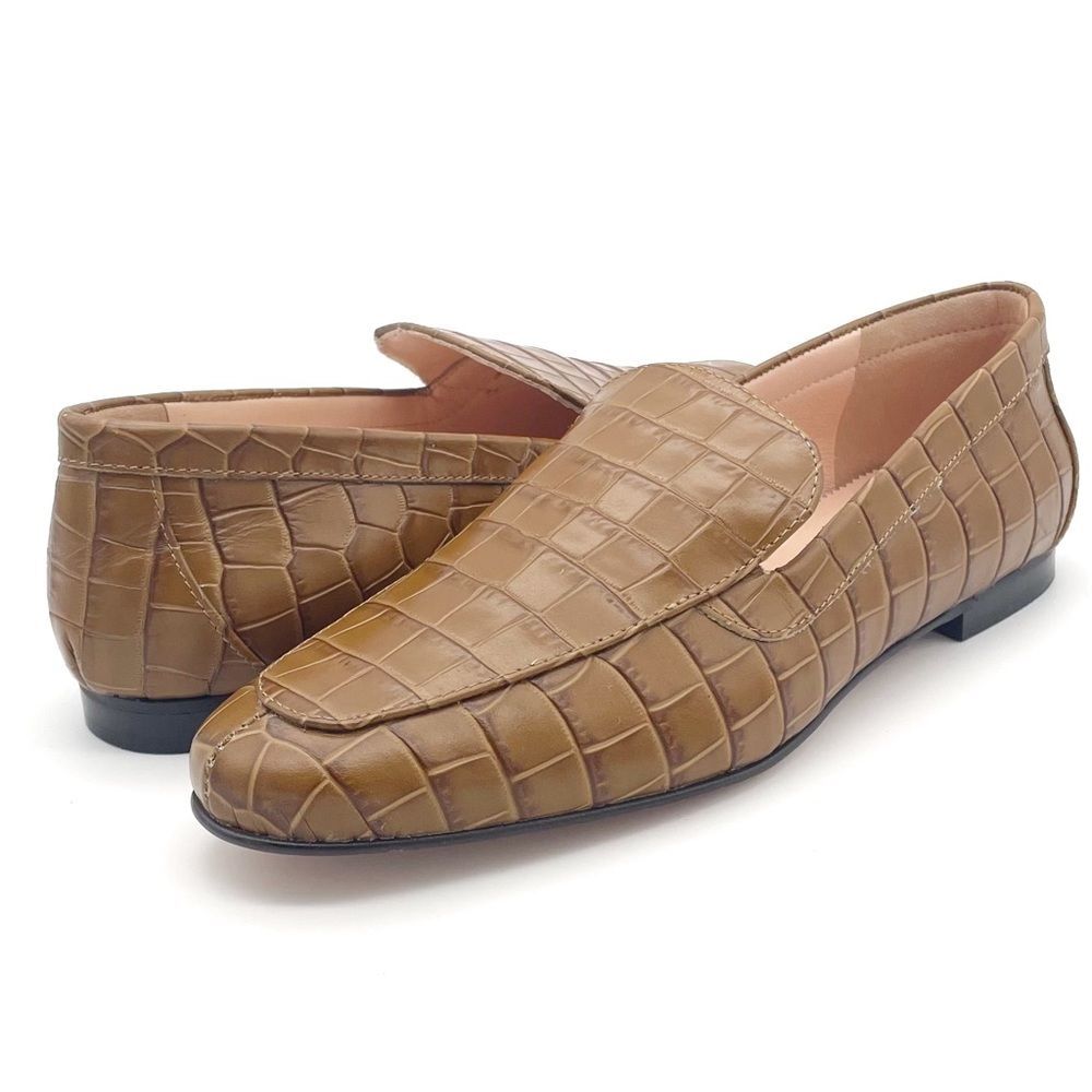 NEW J. Crew Cecile Croc Embossed Leather Slipper Loafer Tan Slip-On Size 7 NWOB - Picture 16 of 16